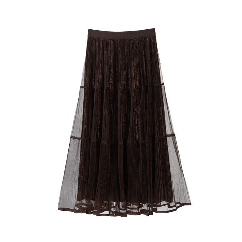 Woman wearing High Waisted A-Line Skirt in a casual setting