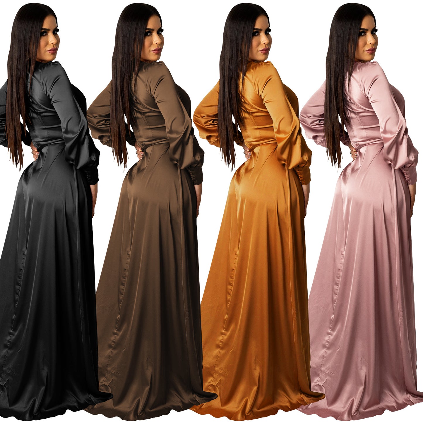 Deep V Neck Bandage Maxi Dress | Tajstylo