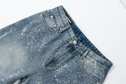 Starry Sky Painted Design Denim Pants | Tajstylo