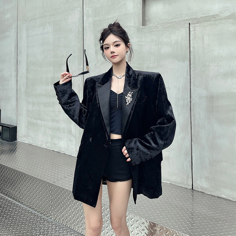 Black Velvet Suit for Women | Tajstylo