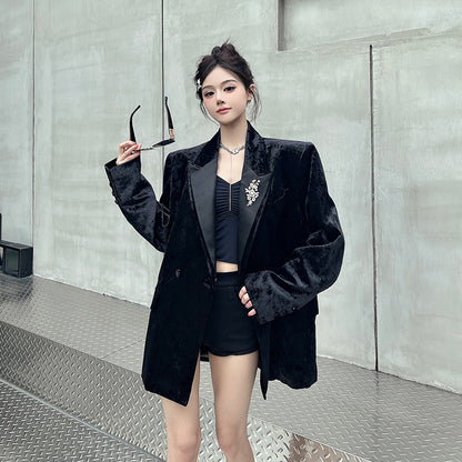 Black Velvet Suit for Women | Tajstylo