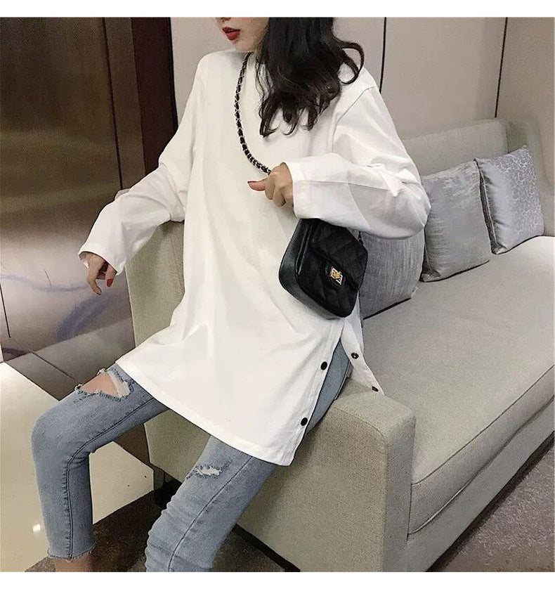 Plus Size Long Sleeve Midi Top | Tajstylo