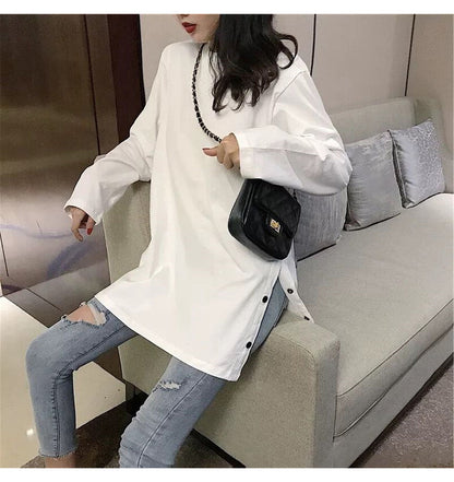 Plus Size Long Sleeve Midi Top | Tajstylo