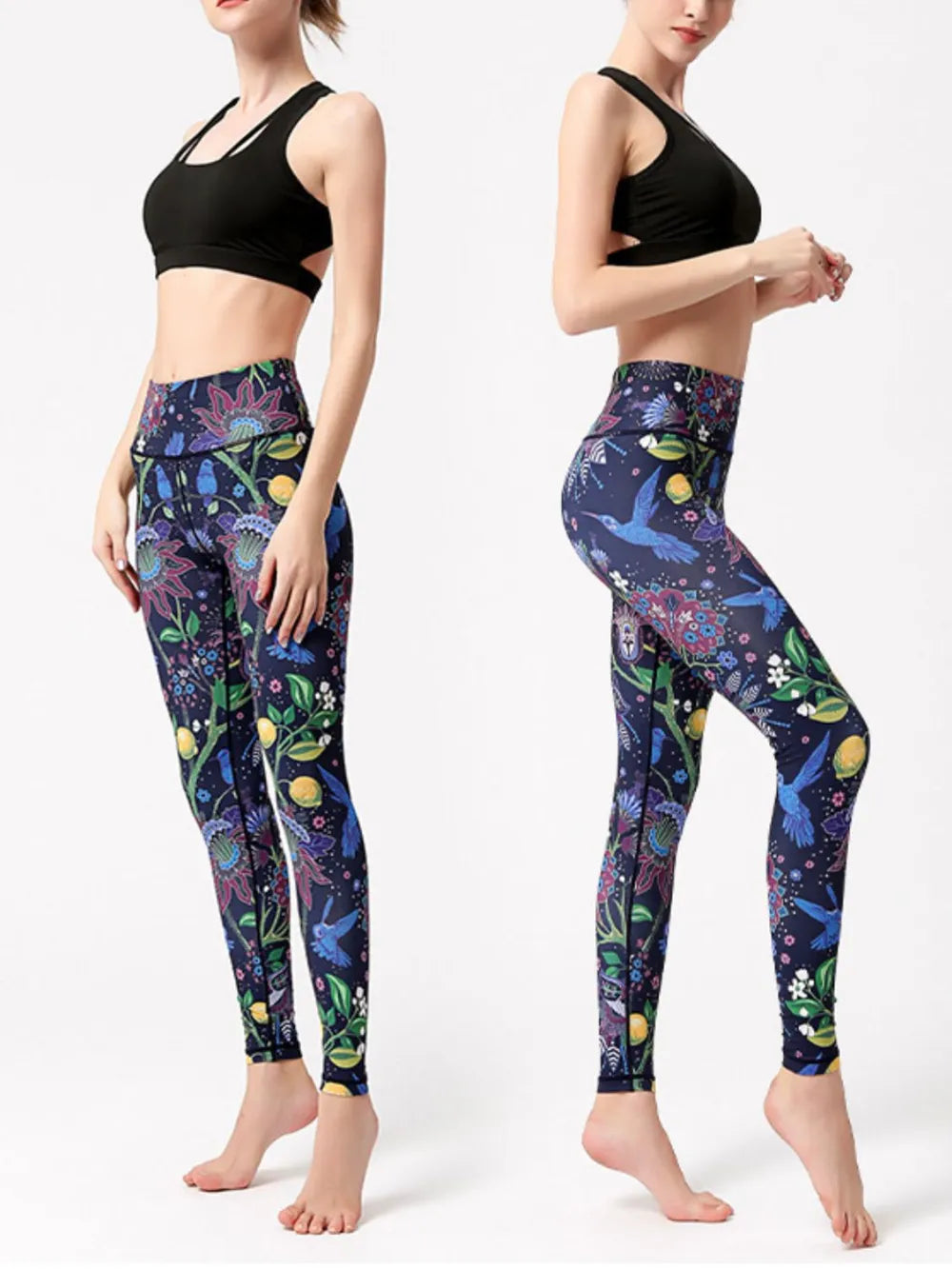 Woman wearing Printed High Waist Active Leggings in an active setting