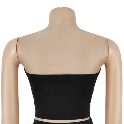 Strapless Lace Trim Top and Bodycon Skirt Set | Tajstylo