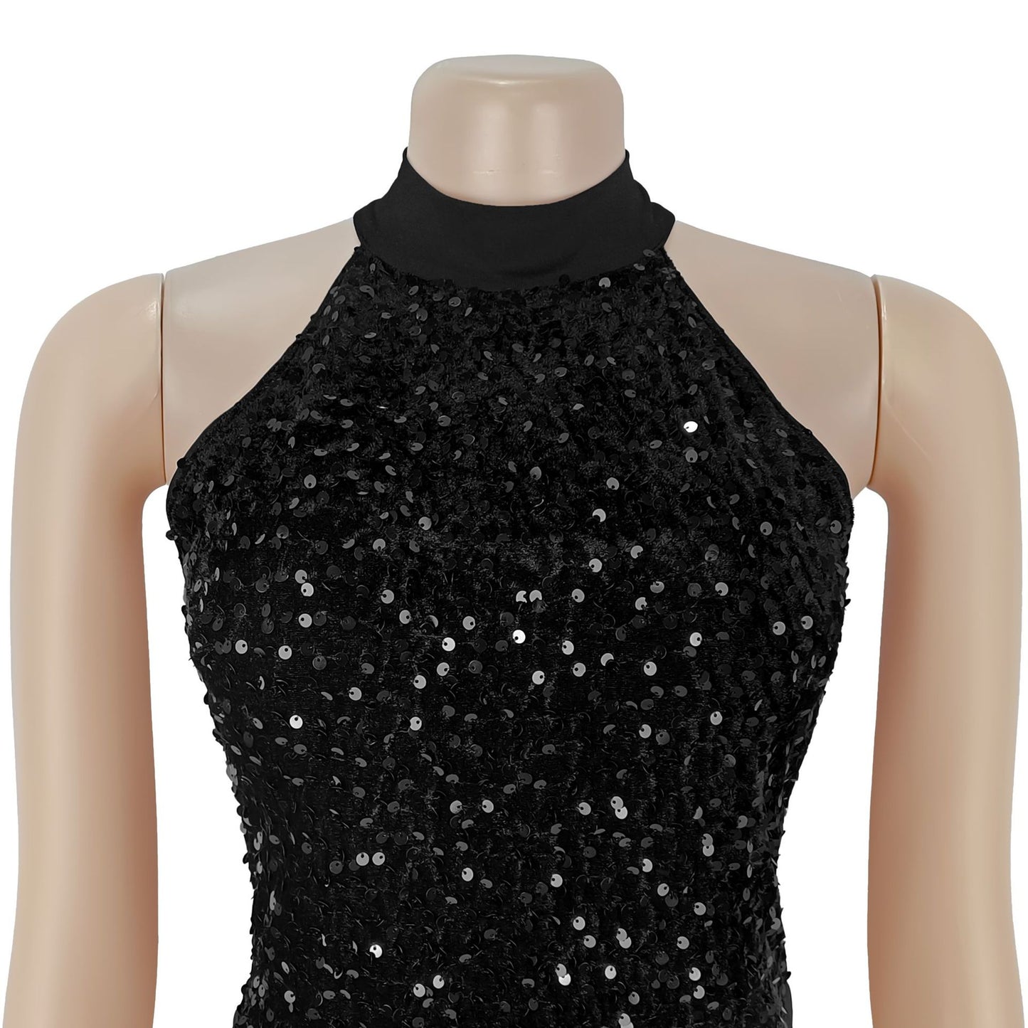 Fitted Sequin Velvet Split Dress | Tajstylo