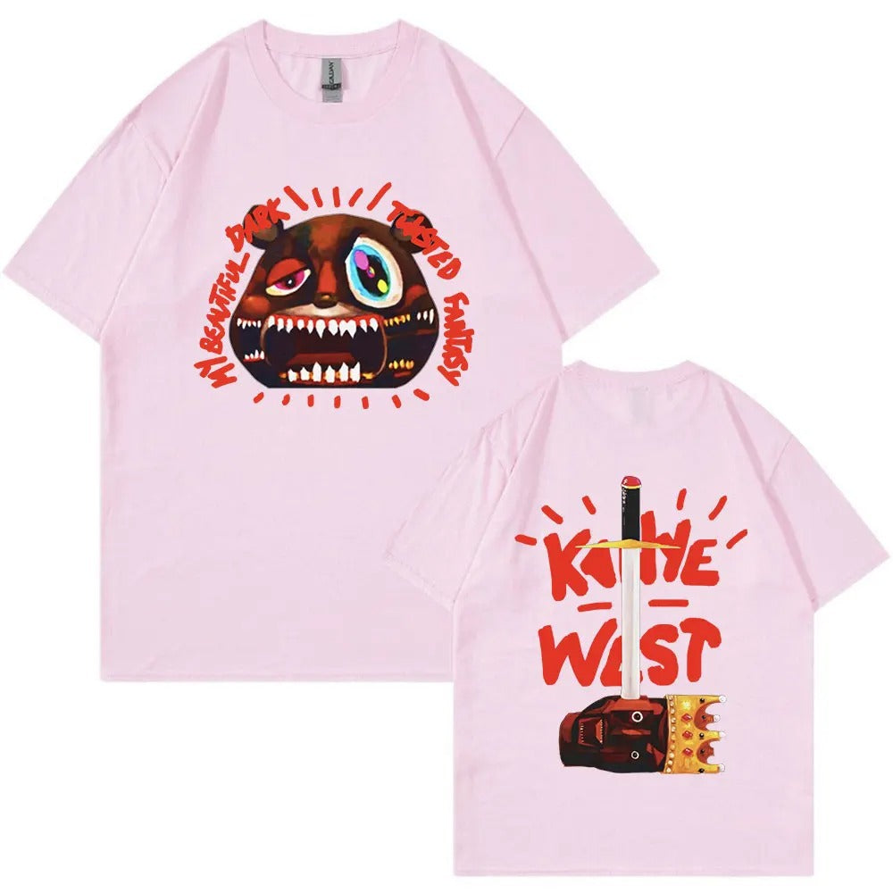 Woman wearing Kanye West Graduation Graphic Tee in a city street setting