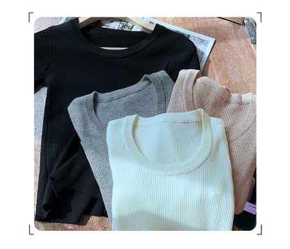 U Neck Long Sleeve Pullover Top | Tajstylo
