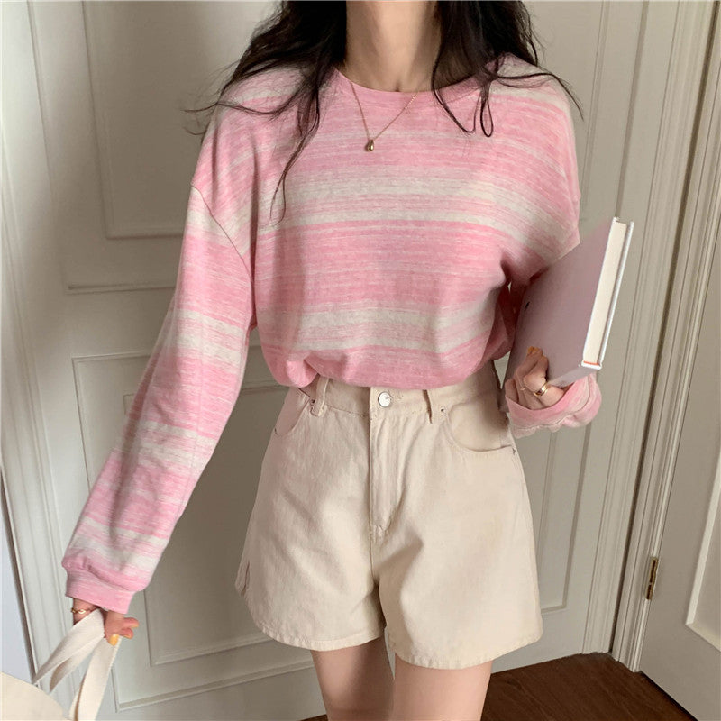 Casual Stripe Long Sleeve T-Shirt | Tajstylo