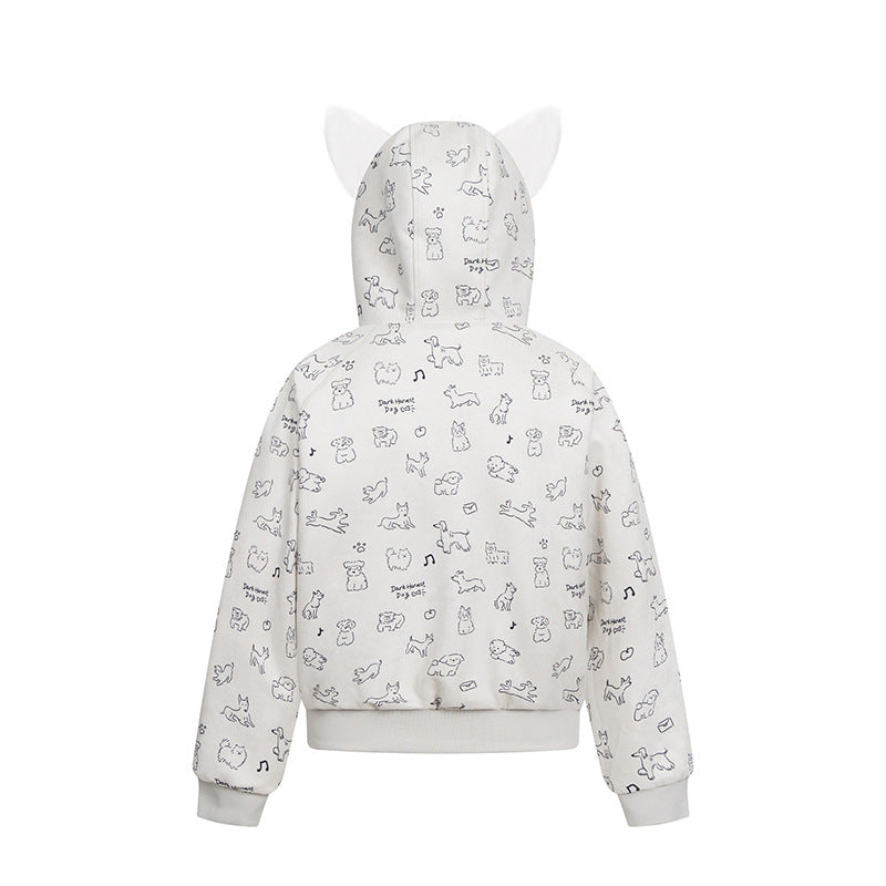 Cartoon Dog Hooded Fleece Coat | Tajstylo