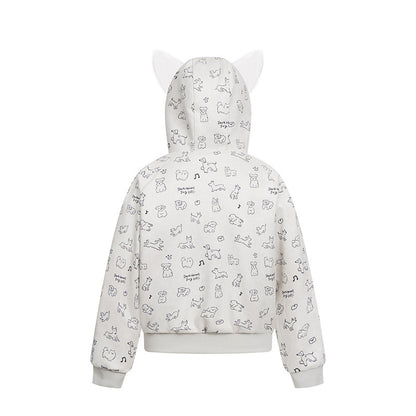 Cartoon Dog Hooded Fleece Coat | Tajstylo