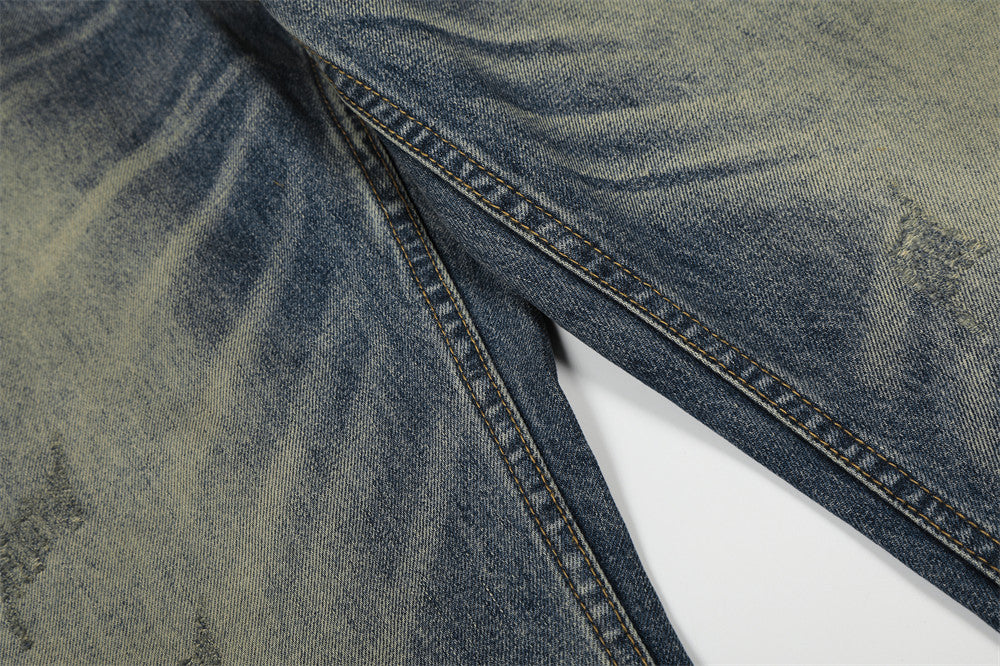 Casual Distressed Straight Leg Jeans | Tajstylo
