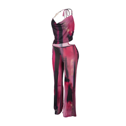 Flattering Mesh Printed Jumpsuit | Tajstylo