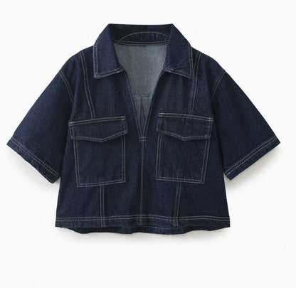 Short Denim Shirt for Women | Tajstylo