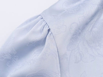 Embroidered Satin Bow Detail Blouse | Tajstylo