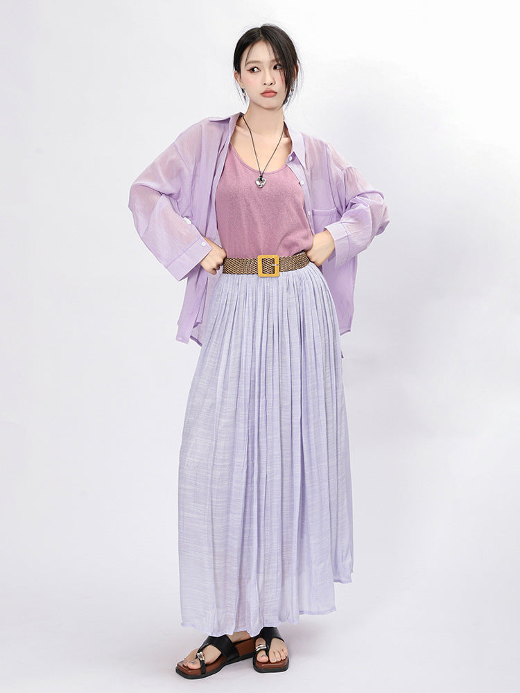 Solid Color A-Line Skirt | Tajstylo