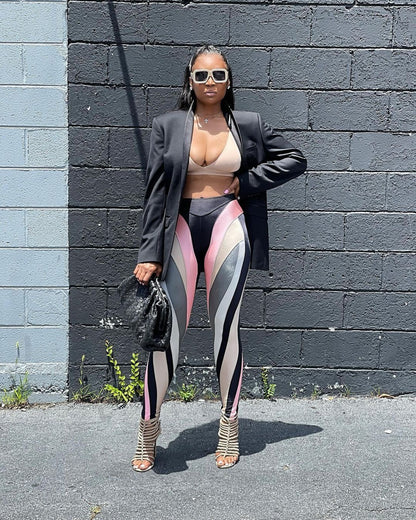 Woman wearing Digital Printed Sexy Sports Leggings in a workout setting