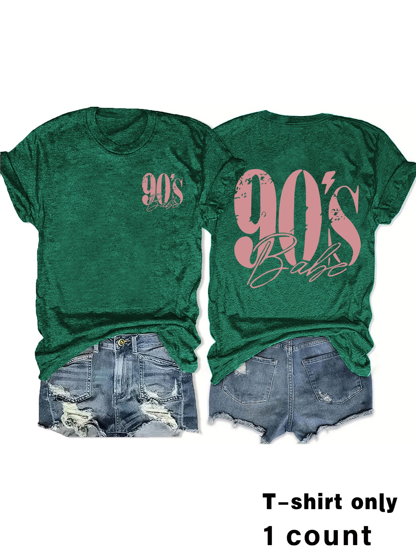 Woman wearing 90s Print Vintage Graphic Tee in a casual street setting