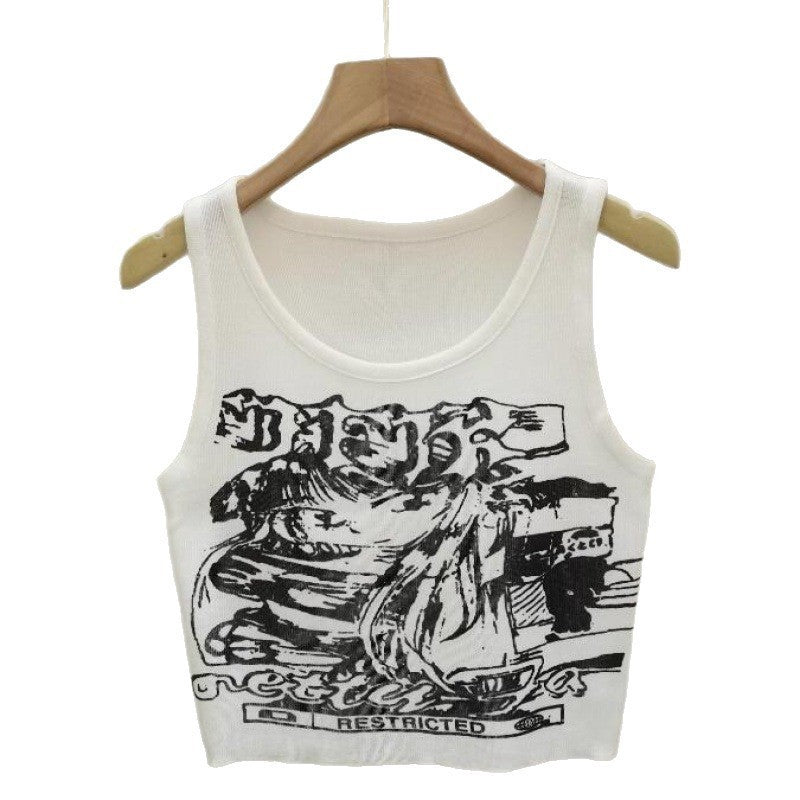 Woman wearing Cartoon Print Camisole Top in a sunny park
