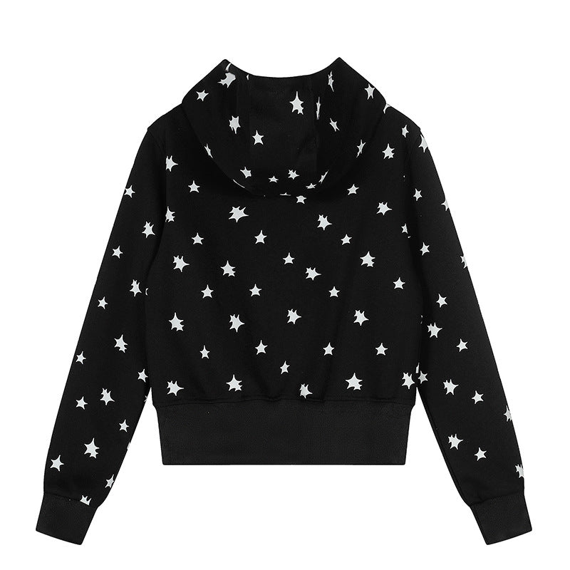 Star Print Hoodie Jacket | Tajstylo