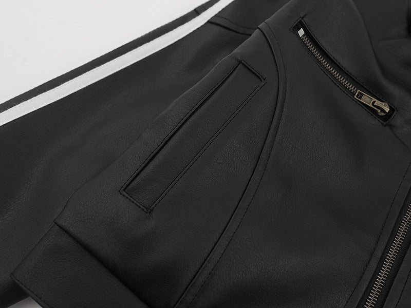 Striped Leather Jacket | Tajstylo