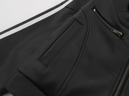 Striped Leather Jacket | Tajstylo