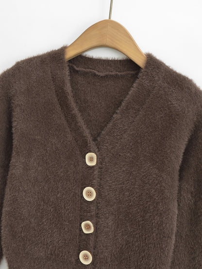 V-Neck Long Sleeve Cardigan Sweater | Tajstylo