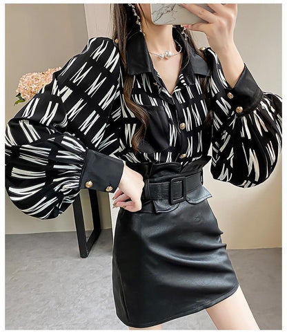 Office Lady Turn Down Collar Blouse | Tajstylo