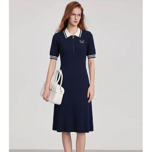 Summer Turn-Down Collar A-Line Dress | Tajstylo