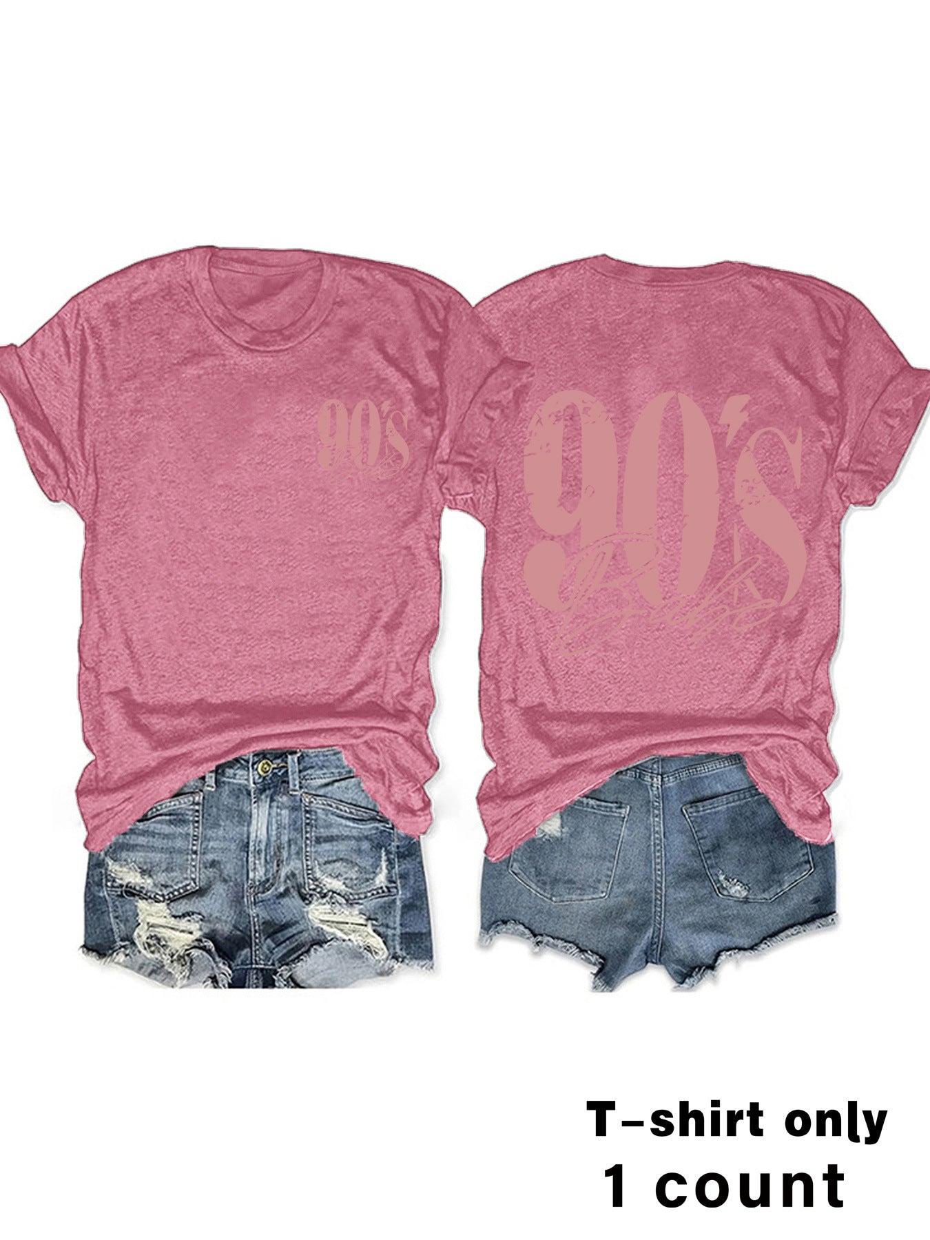 Woman wearing 90s Print Vintage Graphic Tee in a casual street setting