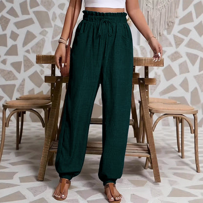 Elastic Solid Color Pants for Women | Tajstylo