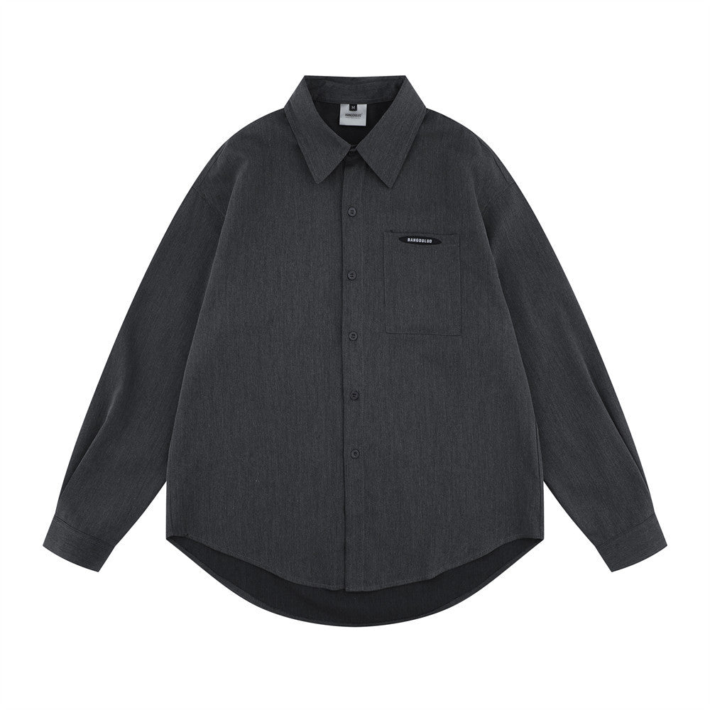 Woman wearing Loose Fit Cotton Blend Flip Collar Shirt in a casual setting