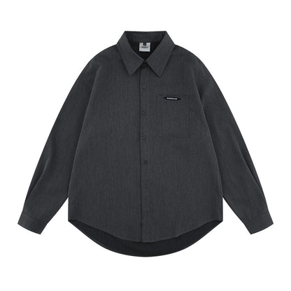 Woman wearing Loose Fit Cotton Blend Flip Collar Shirt in a casual setting