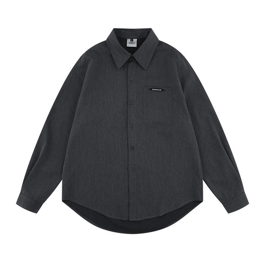 Woman wearing Loose Fit Cotton Blend Flip Collar Shirt in a casual setting