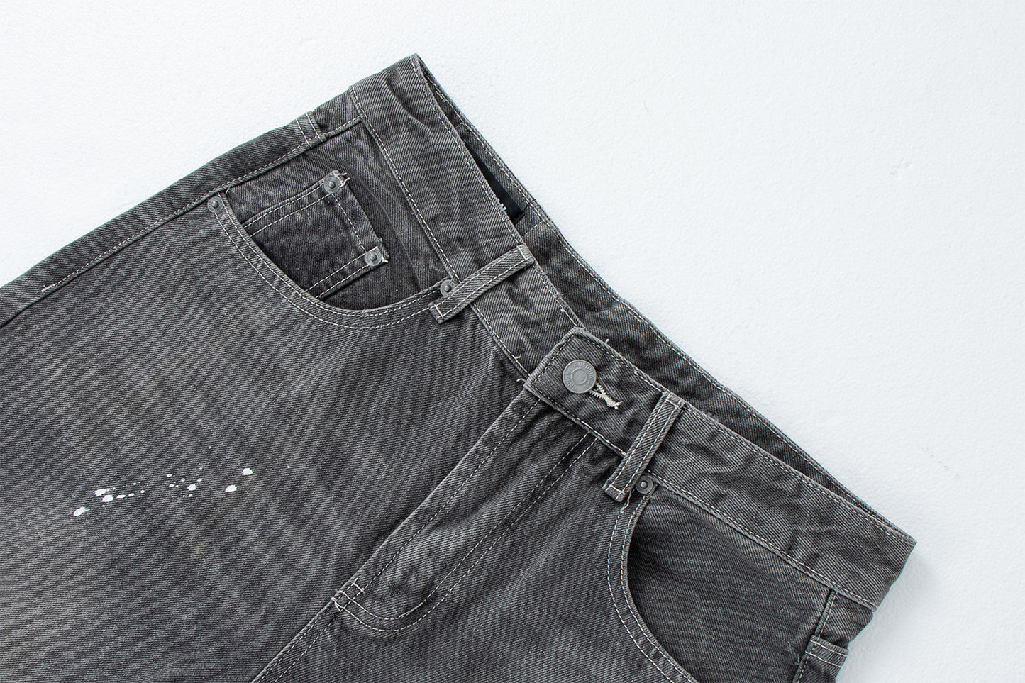 Vintage Washed Gray Splatter Wide Leg Jeans | Tajstylo