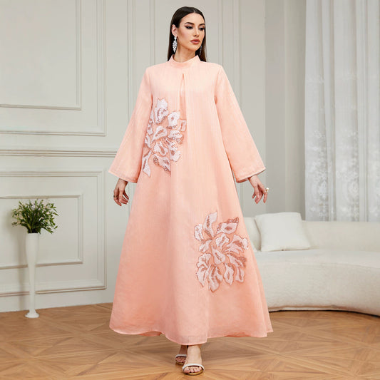Flower High Neck Long Dress | Tajstylo
