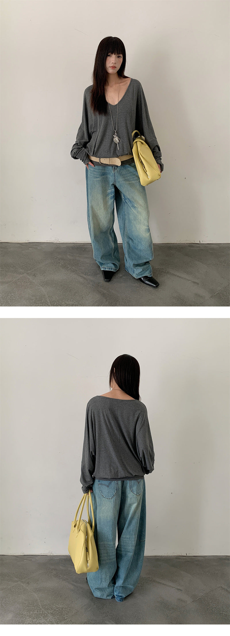 Deconstructed Wide Leg Denim Pants | Tajstylo