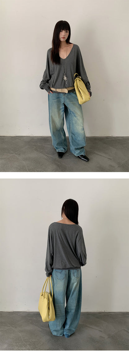 Deconstructed Wide Leg Denim Pants | Tajstylo