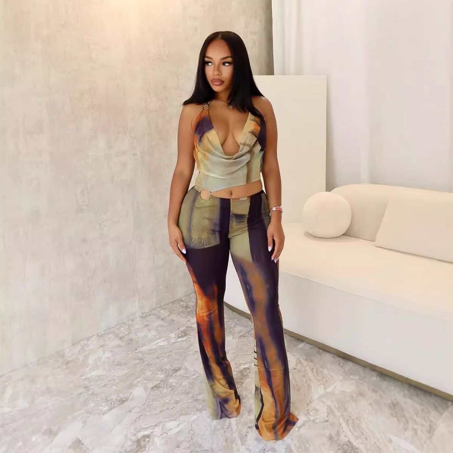Flattering Mesh Printed Jumpsuit | Tajstylo