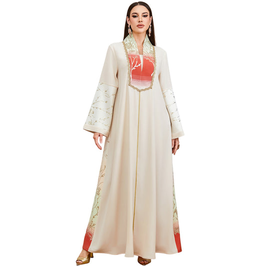Embroidered Patchwork Long Sleeve Dress | Tajstylo