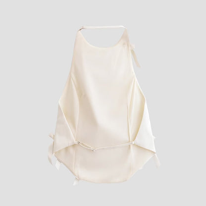 Spicy Girl Bow Decoration Halter Neck Top | Tajstylo