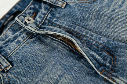 Washed Blue Denim Wide Leg Pants | Tajstylo