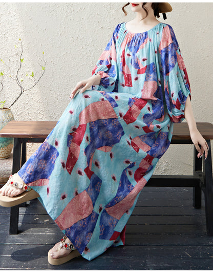 Multi-Color Printed Loose Dress | Tajstylo