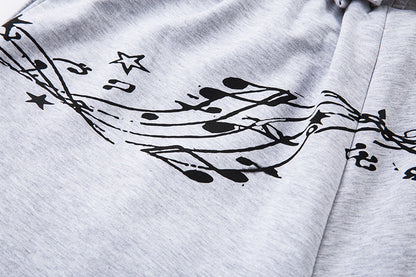 Double Waistband Music Note Graffiti Wide Leg Pants | Tajstylo
