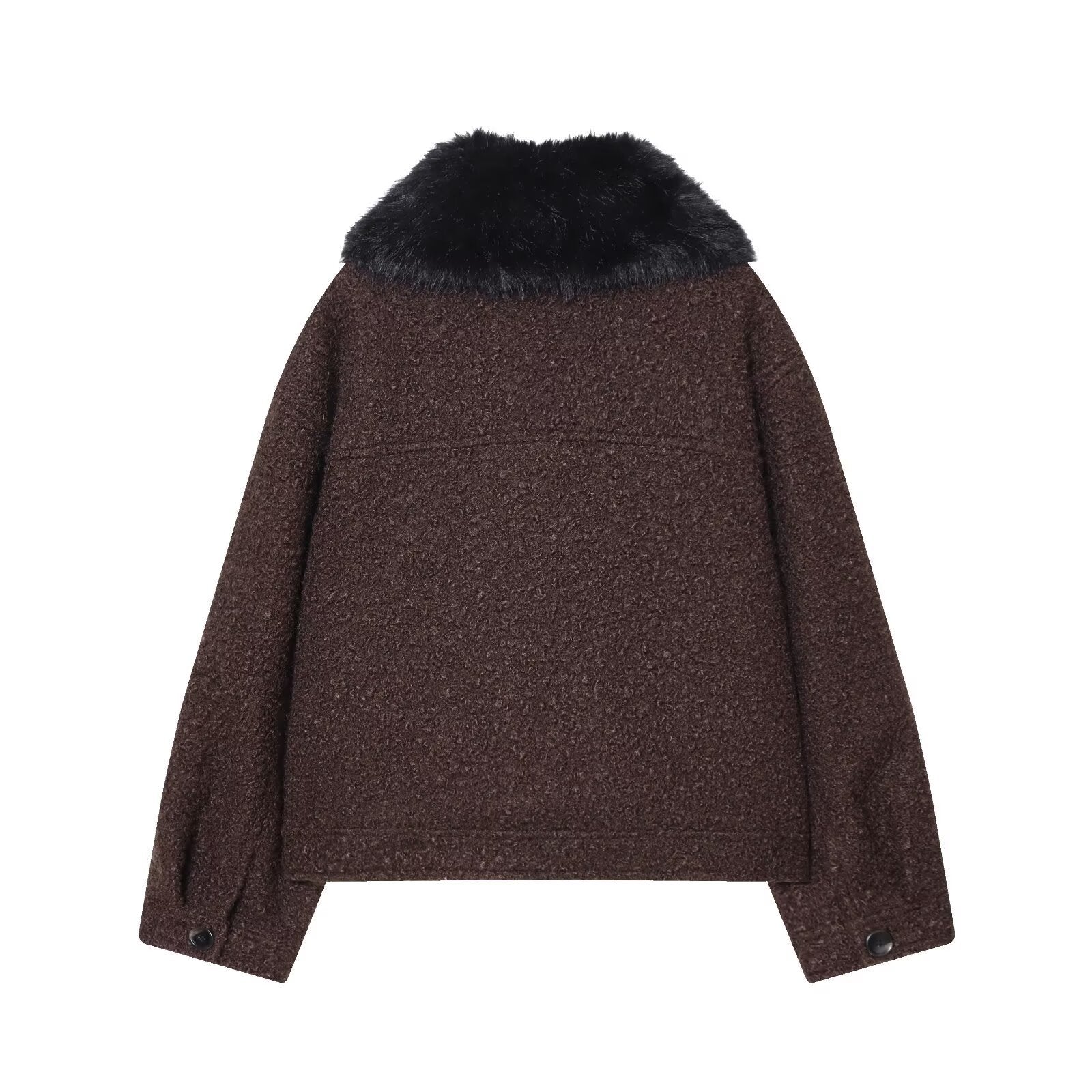 Woman wearing Hairy Collar Twill Coat in a casual setting
