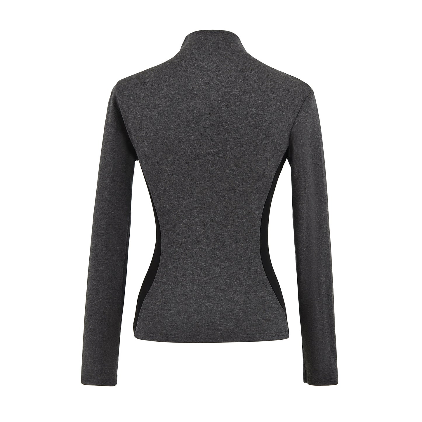 Color Block High-Neck Slim Fit Long Sleeve Top | Tajstylo