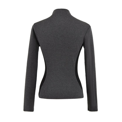 Color Block High-Neck Slim Fit Long Sleeve Top | Tajstylo