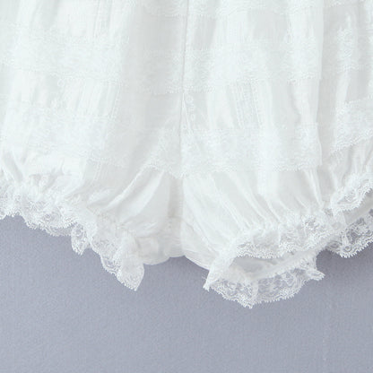 Baby Collar Pleated Top and Cake Layer Shorts Set | Tajstylo