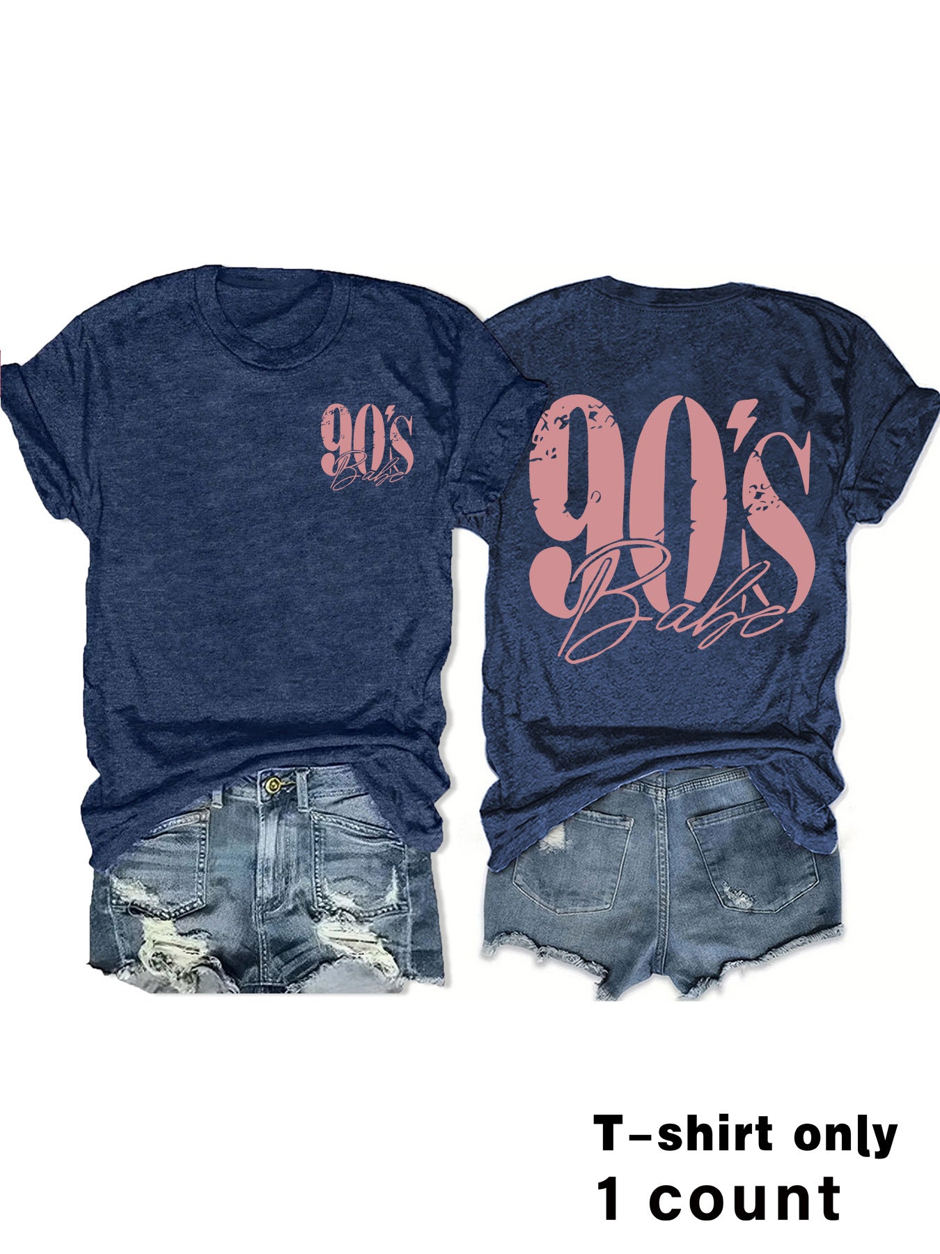 Woman wearing 90s Print Vintage Graphic Tee in a casual street setting