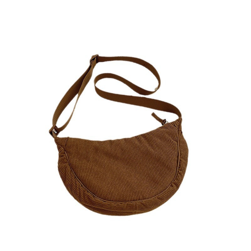 Unisex Solid Colour Corduroy Crossbody Pouch Shoulder Bag – Style View | TajStylo